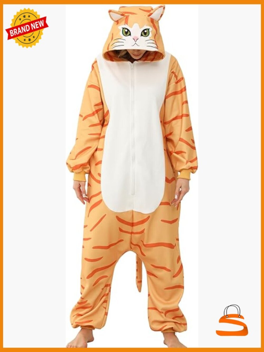 Soft Flannel Cat Onesie Pajamas Cosplay Costume for Adults One-Piece Sleepwear